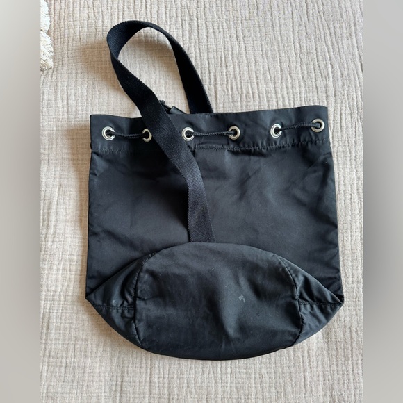 Prada Vintage Bucket Bag with Enameled Metal Triangle Logo Plate